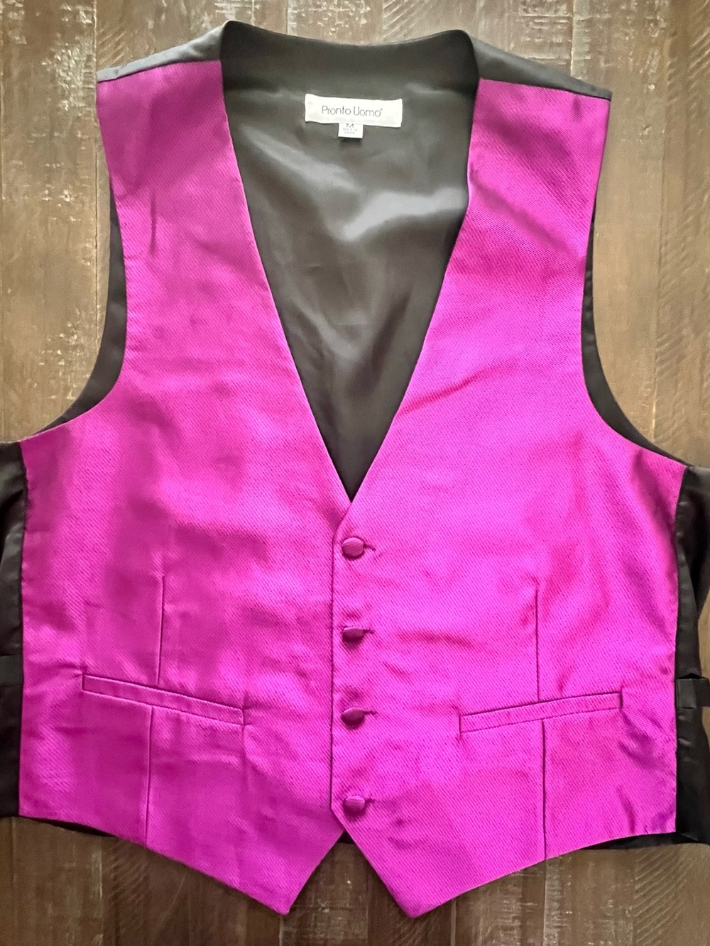 Pronto Uomo Men's Bright Magenta Satin Vest